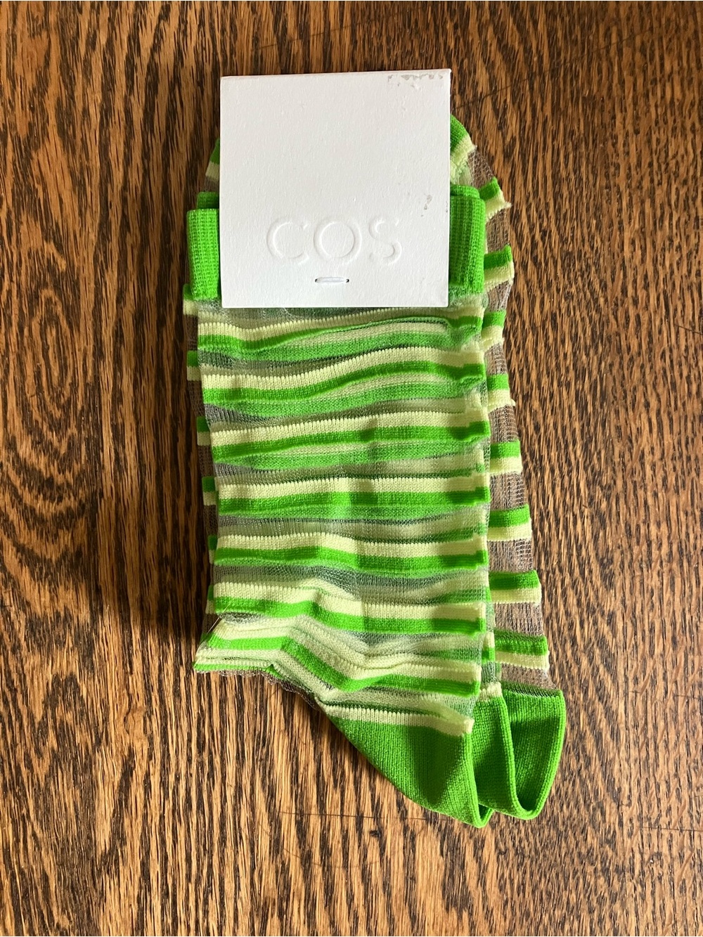 COS sheer Green Striped Socks